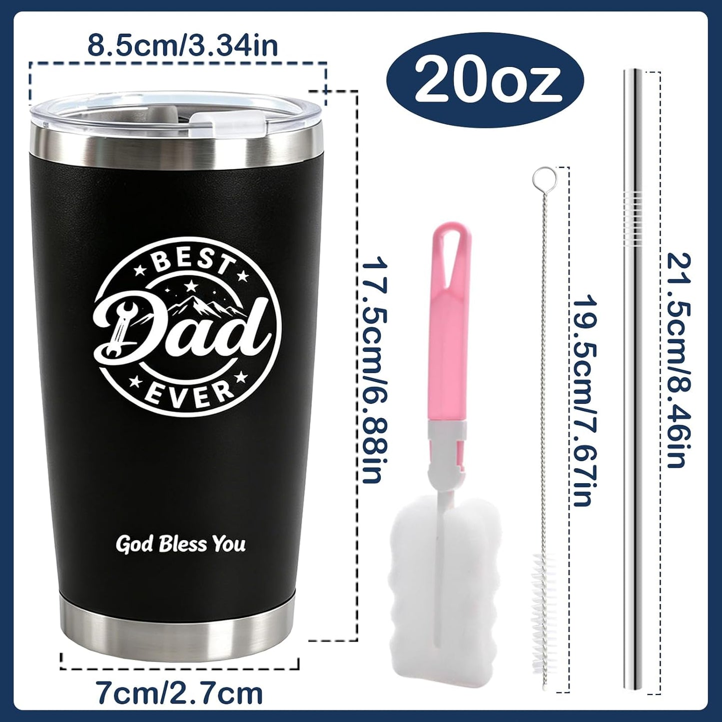 Best Dad Ever 20oz Insulated Tumbler, Fathers Day Birthday Gift for Dad | Dad Coffee Tumbler, Best Dad Ever Gifts, 20oz Tumbler, Dad Birthday Gifts, Travel Mug, Gifts for papa Who Has Everything