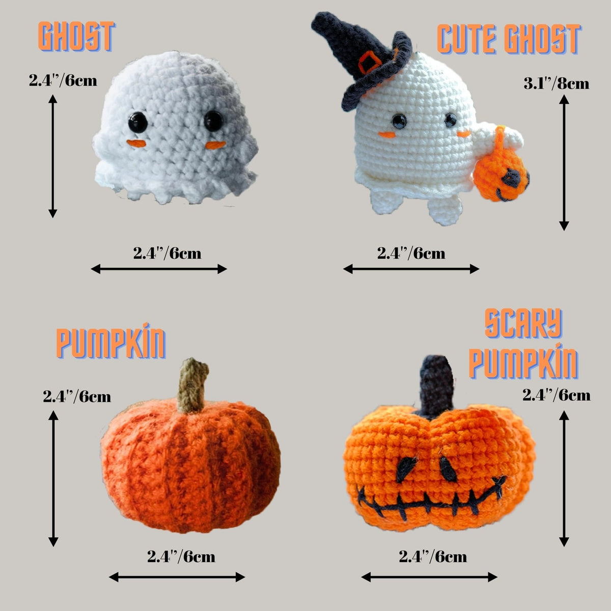 Crochet Ghost Car Accessory: Halloween Pumpkin Rearview Mirror Ornament