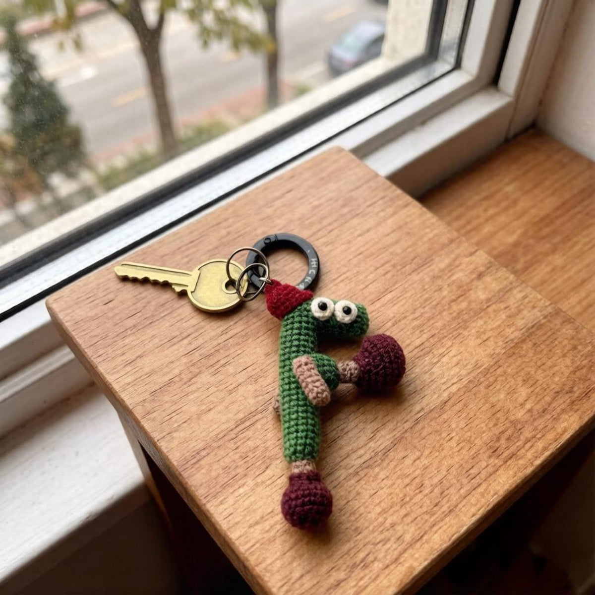 Artisan woven letter F charm imaginative ornamental memento sack adornment personalized initial dangling trinket Yuletide seasonal treasure
