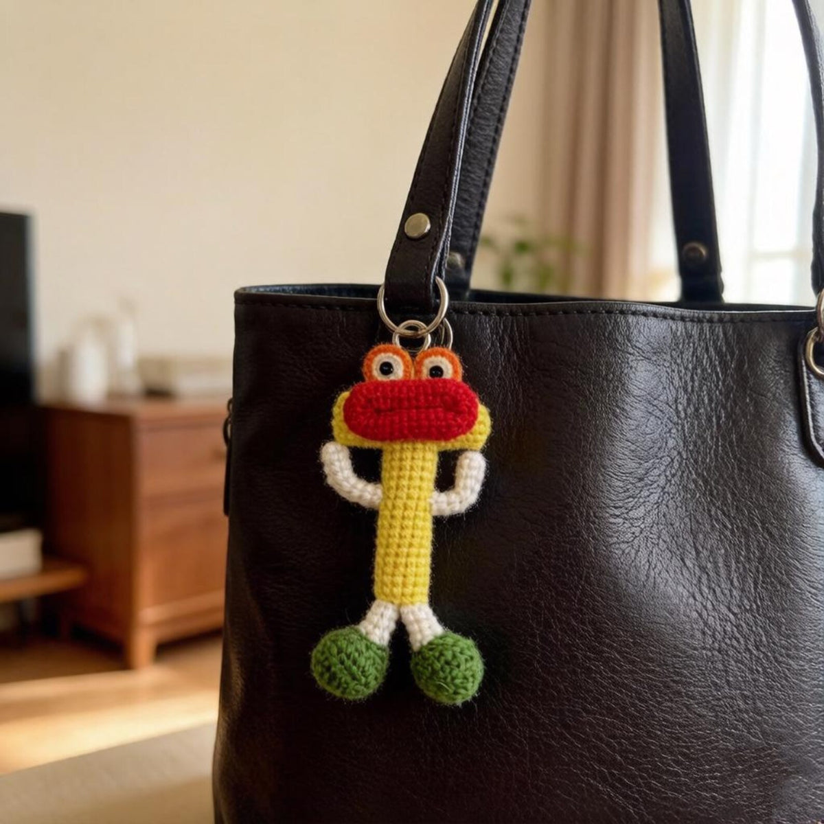 Artisan woven capital T charm, keyring dangling trinket, sack ornamental accent, imaginative gathering memento, Yuletide tote embellishment