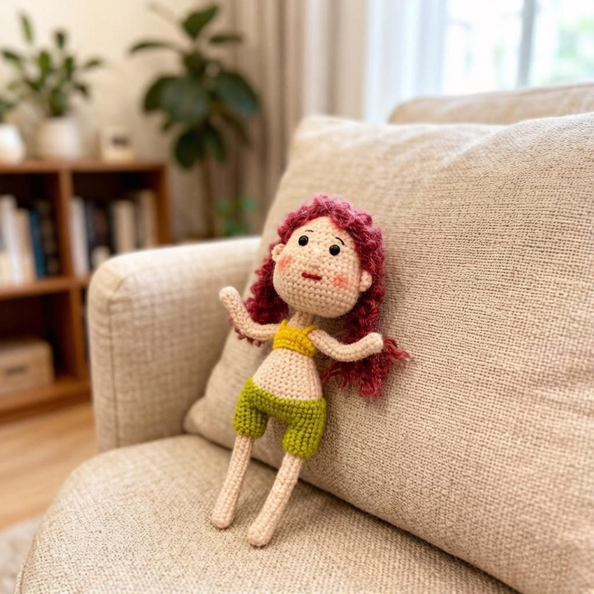 Hand Knit Girl Figurines Desktop Embellishments Sweetheart Tokens Gathering Mementos Maternal Holiday Surprises Christmas Festive Trinkets