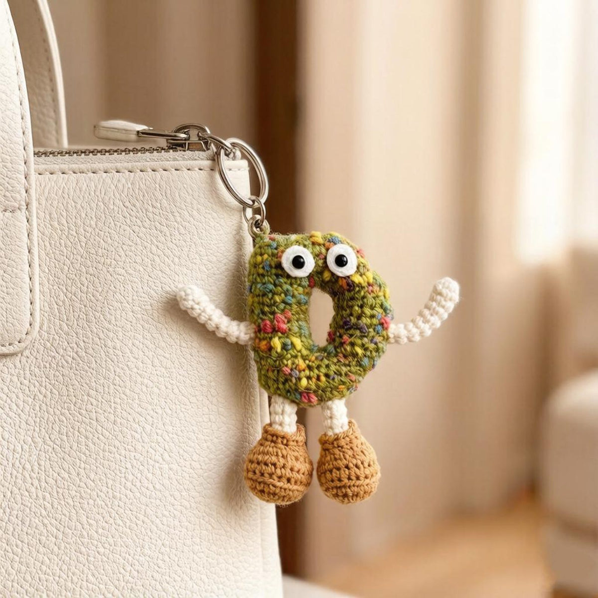Handwrought Uppercase D Trinket, Inventive Purse Embellishment, Gathering Memento, Multicolored Yarn Sculptures, Christmas Holiday Goods