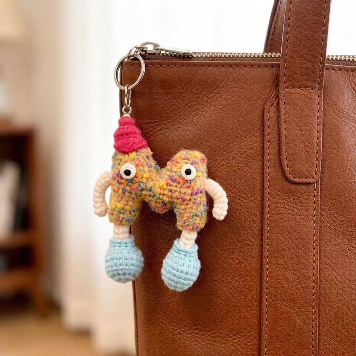 Hand Woven Initial M Trinket Backpack Embellishment Cotton Yarn Sculpture Romantic Artistic Ornaments Christmas Holiday Goods