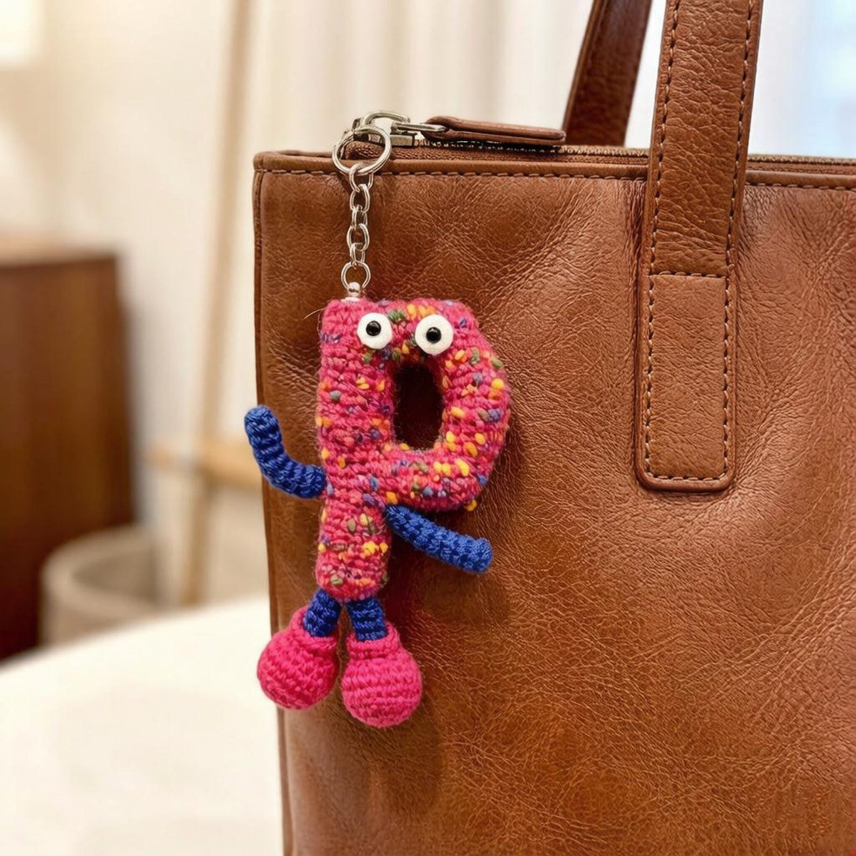 Handwrought Uppercase P Trinket, Purse Embellishment, Gathering Mementos, Multicolored Yarn Sculptures, Christmas Holiday Goods
