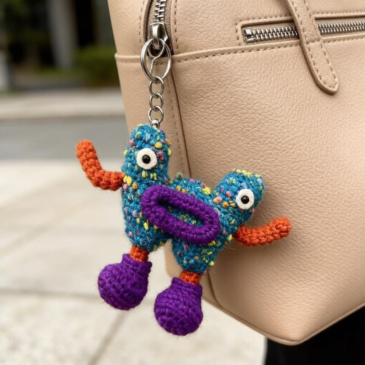 Hand Knit Initial M Sculpture Purse Trinket Zipper Embellishment Gradient Shade Yarn Statues Pal Tokens Christmas Holiday Goods
