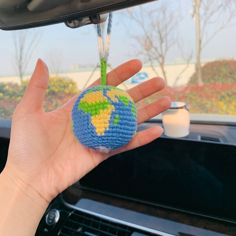 Cute Car Accessories Mirror Hanging globe Charm Fruit Decor flower car Teens Interior Rear View Mirror for Women