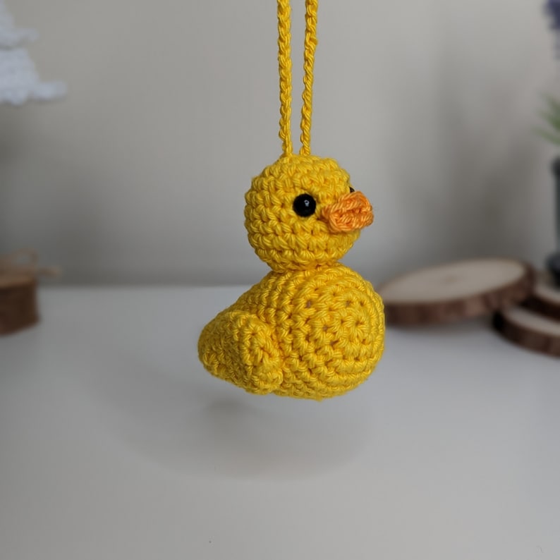 Crochet Rubber Duck Car Charm | Duck Rearview Mirror Hanger