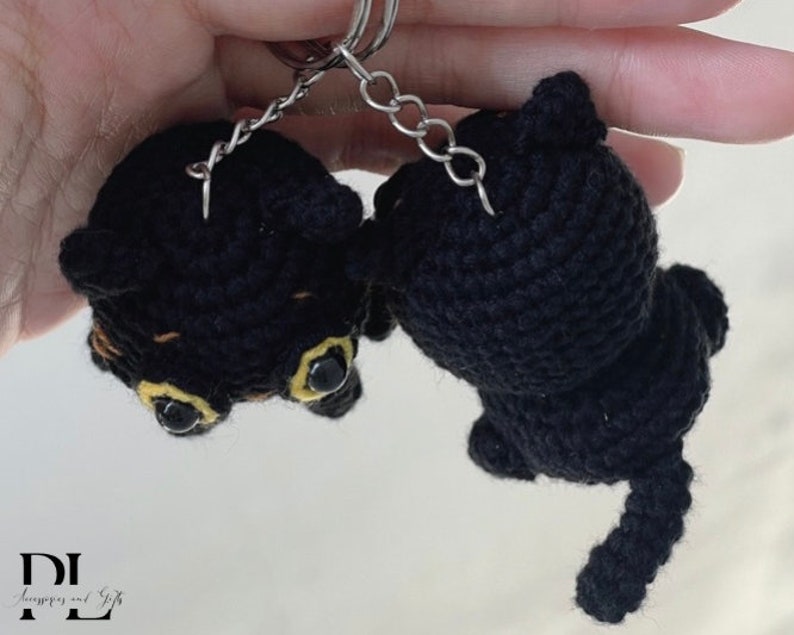 Cute Black Cat Crochet Keychain, Amigurumi Black Cat, Crochet Mini Black Cat Plush Plushie Toy, Baby Black Cat Cute Gifts, Cat Bag Charm