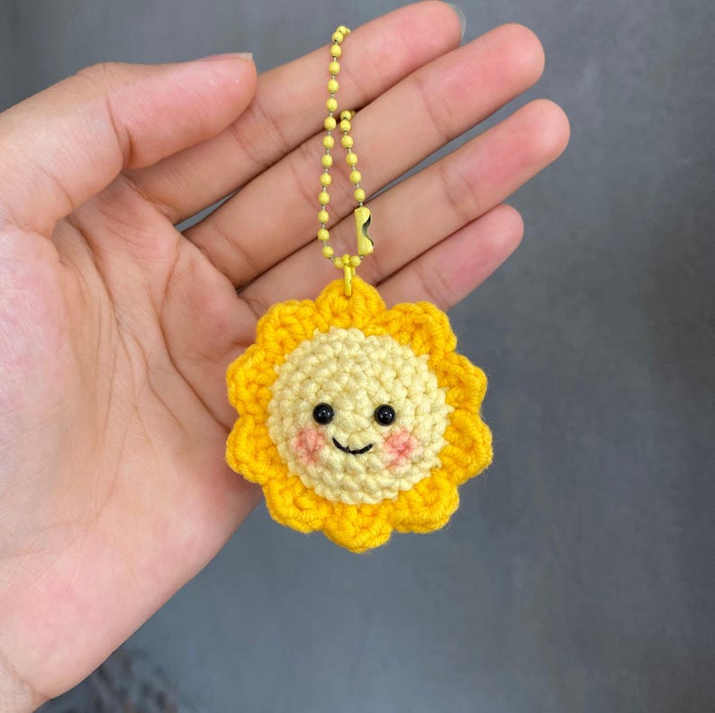 Crochet Earth And Sun Keychain, Sun And Earth Amigurumi, Mini Earth Sun Plushie, Couple Keychain, Bag Charm Backpack Accessory