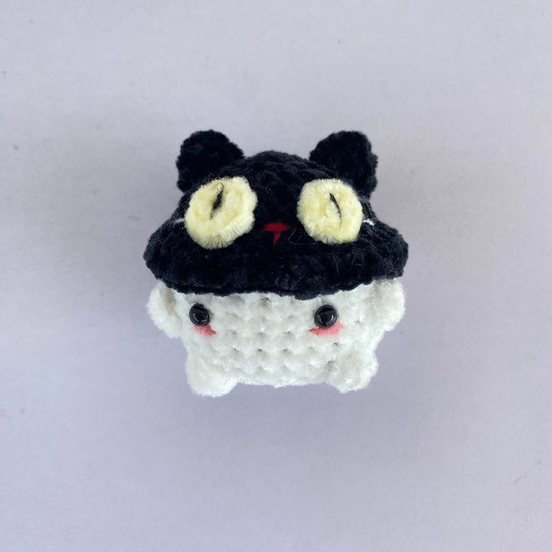 Crochet Cute Themed Halloween Mushroom Chunky, Amigurumi Mini Chonky, Crochet Mushroom Boi Stuffed Plush Plushie, Desk Pet, Stress Ball