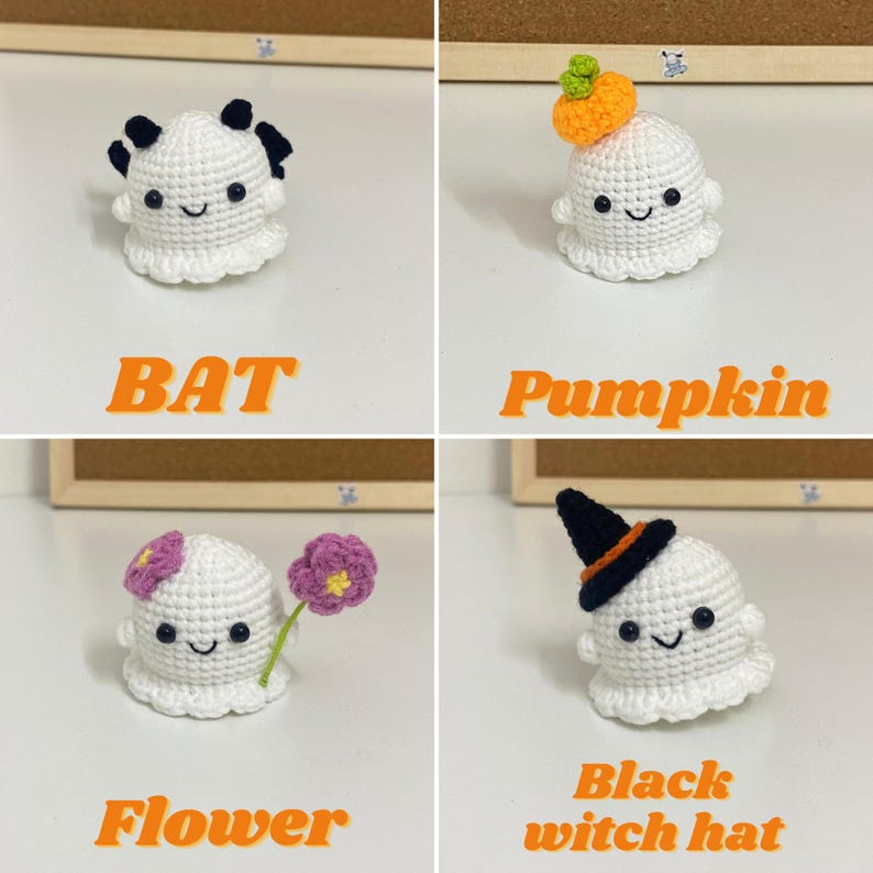Crochet Ghost Keychain, Cute Halloween Ghost, Little Ghost Amigurumi Plushie, Pumpkin Witchy Evil Ghosts, Halloween Gift, Halloween Decor