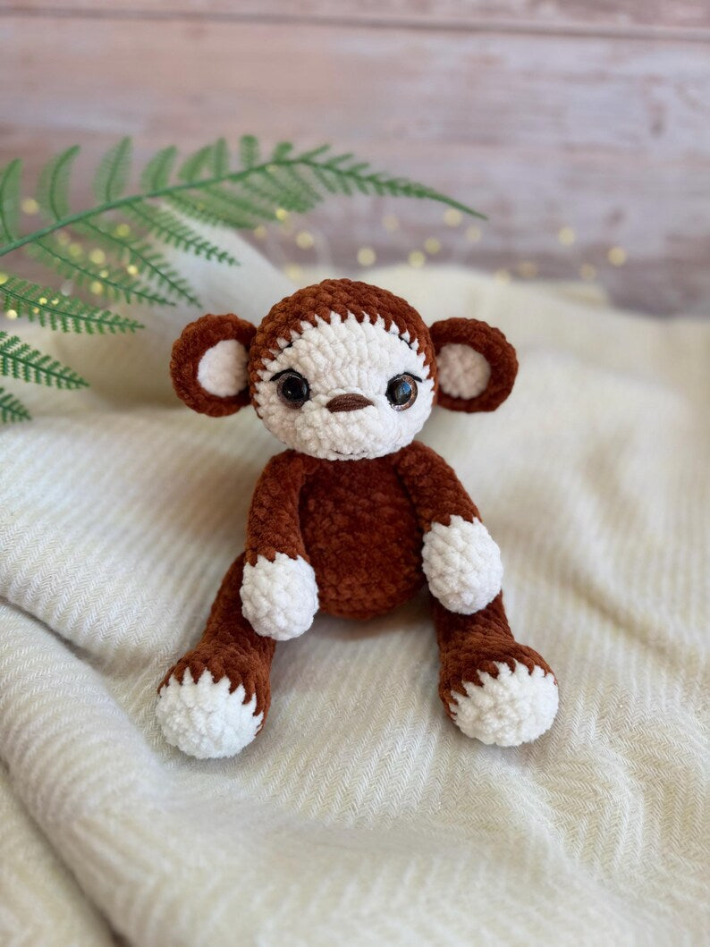 Crochet Monkey Plush, Handmade Amigurumi Monkey, Plush Monkey Decor, Monkey Gift, Jungle Animal Decor, Nursery Decor