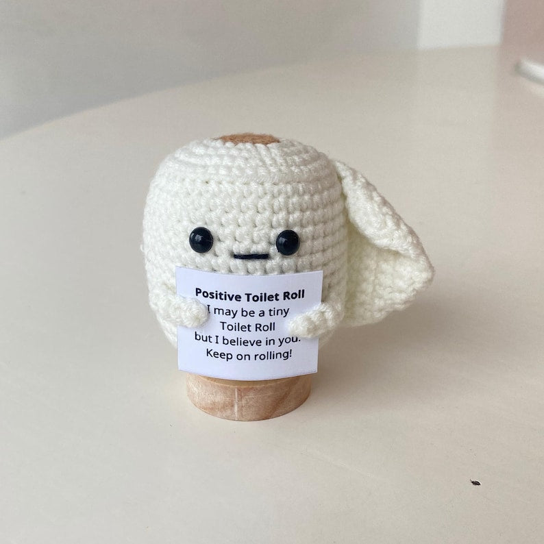 2PCS Crochet Supportive Poo/Toilet Paper, Positive Poo, Positive Toilet Paper, Desk Decor, Coworkers Gift, Cheer Up Birthday Gifts