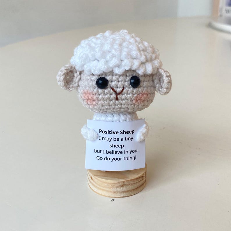 Funny Crochet Sheep Positive With Desk Decoration, Supportive Sheep Toy Plushies, Birthday Gift, Gifts For Children, Interesting Gift