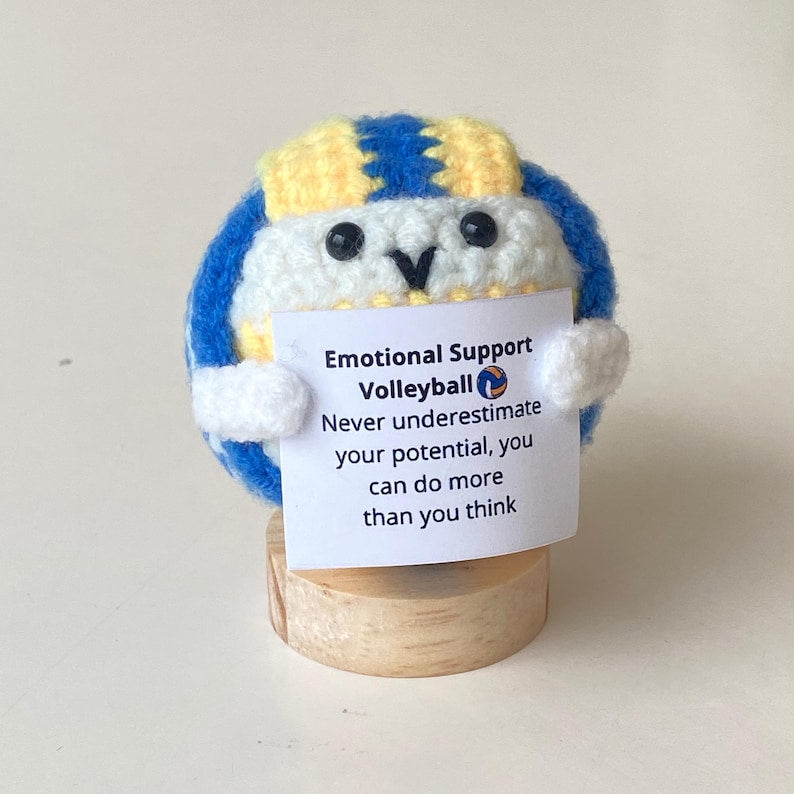 Funny Positive Volleyball, Knitted Volleyball Toy With Positive Card, Cute Ball Wool Inspirational, Cheer Up Gift For Volleyball Team Player
