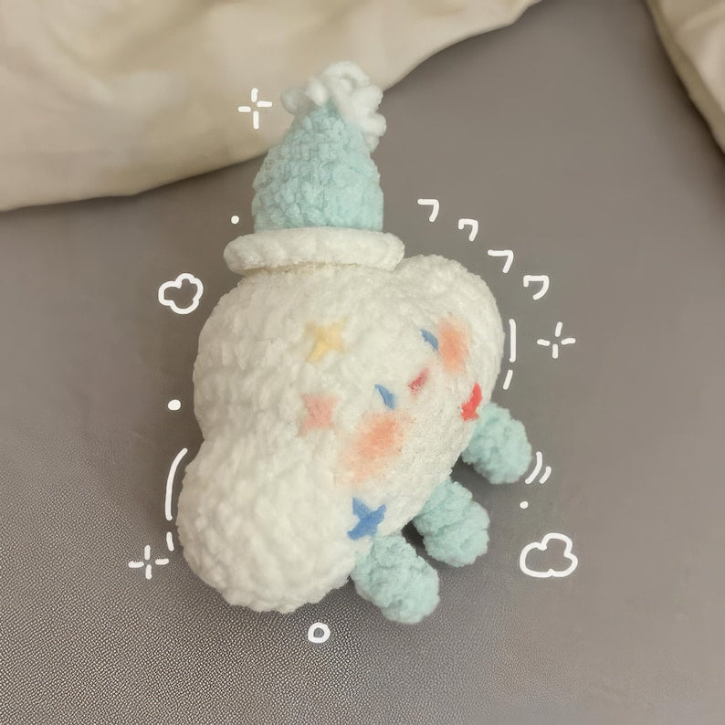 Crochet Cloud Keychain: Handmade Kawaii Plush Bag Charm