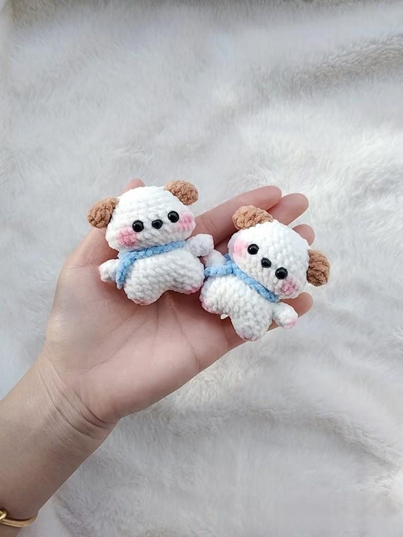 Handmade Amigurumi Puppy Keychain, Crochet Puppy Plushie Pochacco, Cute Dog Stuffed Animal Gift, Soft Crochet Doll, Crochet keychain