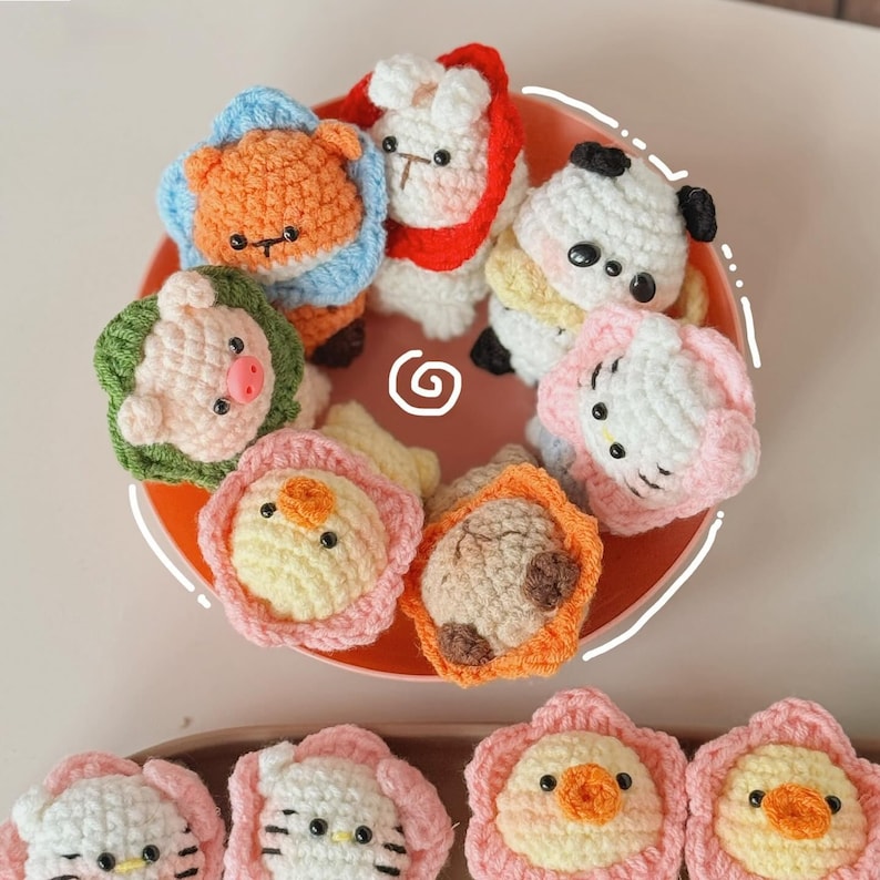 Cute Crochet Animal Keychains, Handmade Amigurumi Plush Bag Charms, Tiny Stuffed Animal Gifts, Friend Gift, Crochet Keychain, Christmas Gift