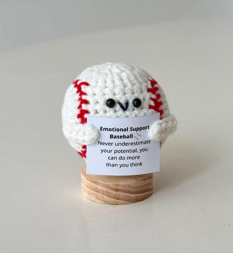 Funny Positive Baseball, Knitted Baseball Bat With Positive Card, Cute Baseball Wool Inspirational, Cheer Up Gift For Baseball Team Player