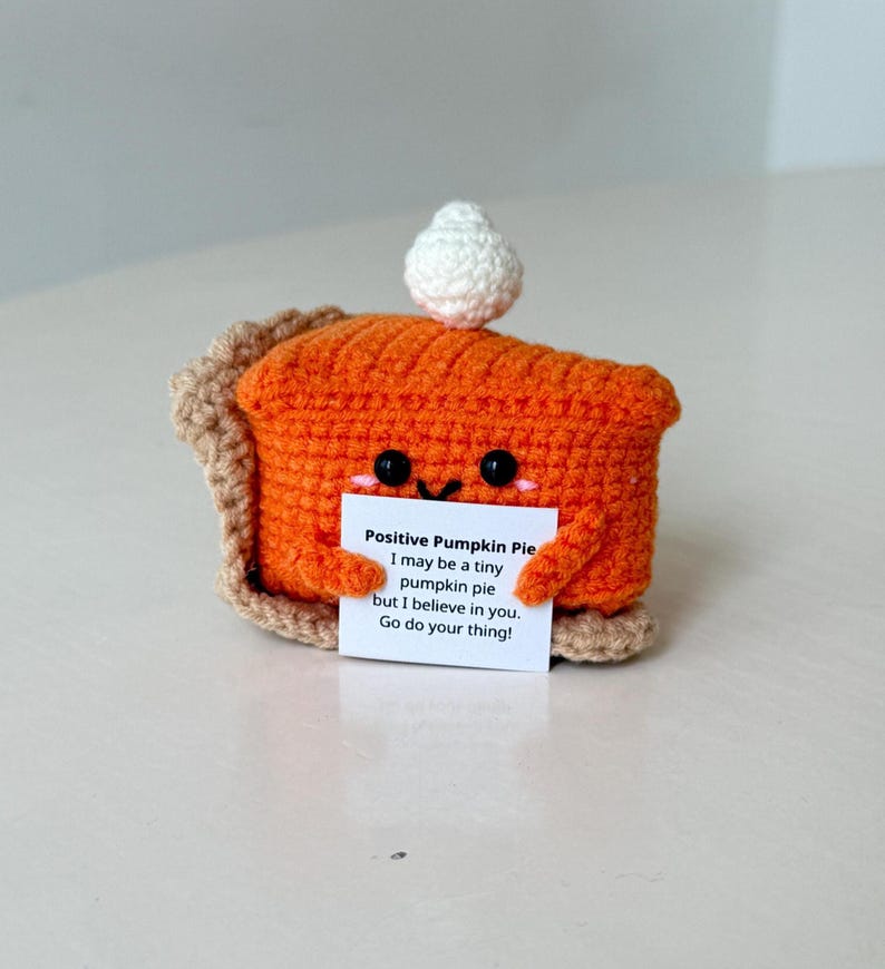 Crochet Pumpkin Pie Plush, Pumpkin Pie Slice Positive, Home Table Decoration, Autumn Halloween Thanksgiving Gifts For Family Friend Coworker
