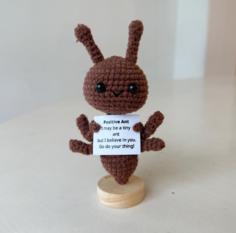 Crochet Ant Positive With Desk Decorations, Support Inspirational Ant Plush, Birthday Gift, Gifts For Children Family Friend Coworkers