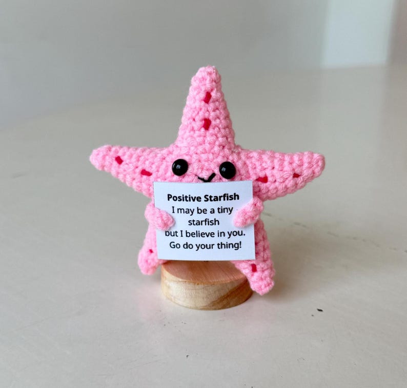 Crochet Starfish Positive With Desk Decorations, Supportive Starfish Plush, Birthday Gift, Gifts For Children Family Friend Coworkers