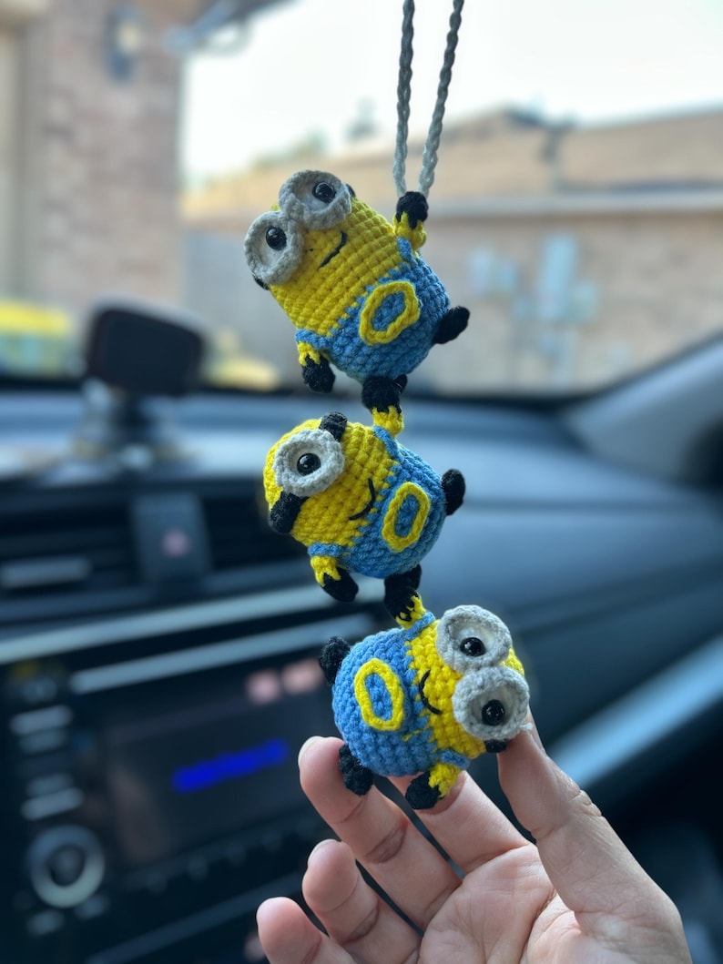 Crochet Minions Hanging, Valentines Gift, Birthday gift