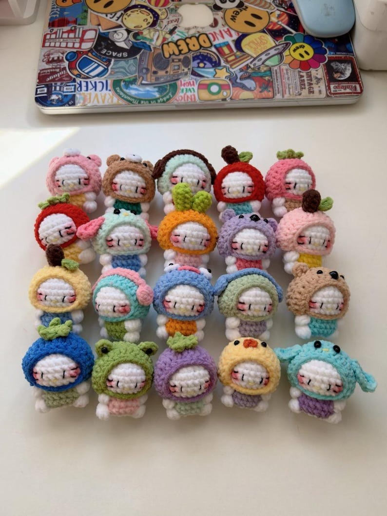 Cute Crochet Kitty Cosplay Plush, Handmade Amigurumi Cat Keychain, Kawaii Mini Plush Toy, Animal Costume Kitty, Gift for Cat Lovers