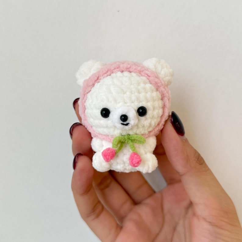 Handmade Crochet Bear Keychain, Cute Amigurumi Bear Bag Charm, Kawaii Teddy Keyring, Cute Backpack Charm, Gift for Her