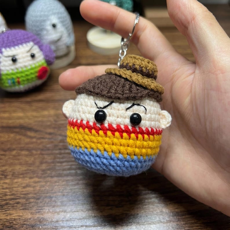 Astronaut & Cowboy Crochet Keychain | Cartoon Amigurumi Doll | Backpack Charm, Bag Charm, Adventure Toy Movie Inspired
