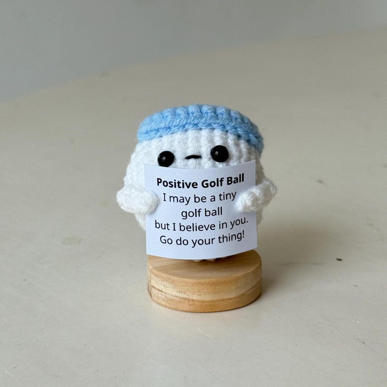 Funny Positive Golf Ball, Knitted Golf Club With Positive Card, Cute Golf Ball Wool Inspirational, Cheer Up Gift For Golf Team Player