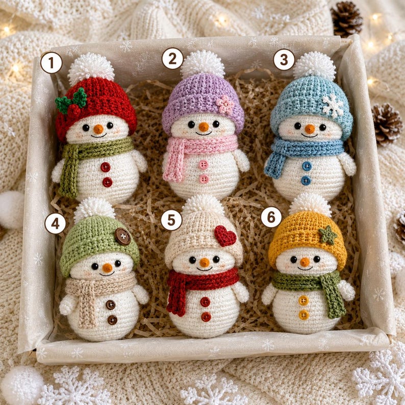 Crochet Snowman Toy, Christmas Amigurumi, Handmade Winter Plush, Cute Stocking Stuffer, Holiday Tiered Tray Decor, Festive Desk Ornament