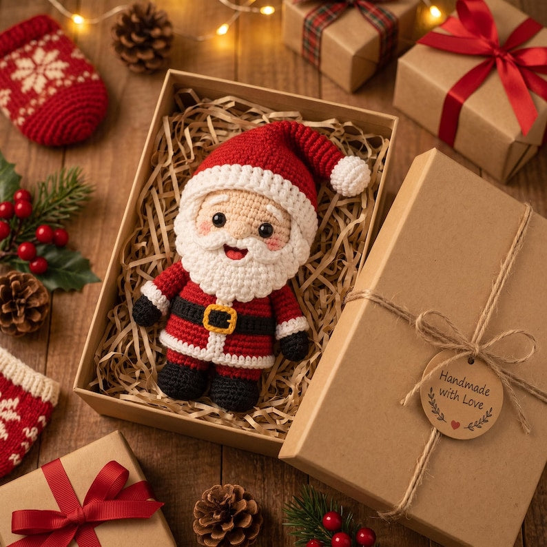 Crochet Santa Claus Doll, Handmade Amigurumi, Christmas Decoration, Xmas Gift, Holiday Decor, Santa Toy
