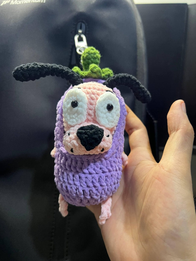 Scared Pink Dog Crochet Keychain, Handmade Amigurumi Puppy, Funny Dog Bag Charm, Cute Gift for Dog Lovers