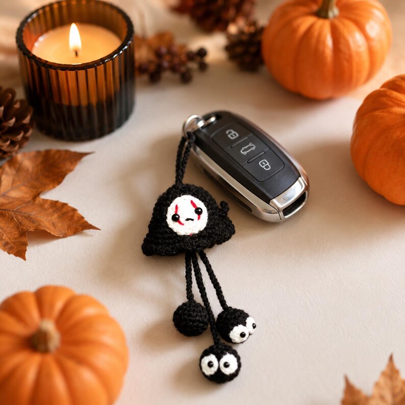 Handmade Crochet Ghost Hanger | Cute Halloween Car Decor | Spooky Amigurumi Gift