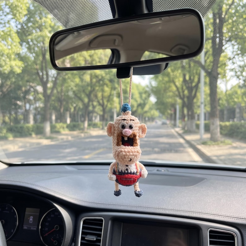 Funny Dad Crochet Car Hanging, Handmade Dad Car Charm