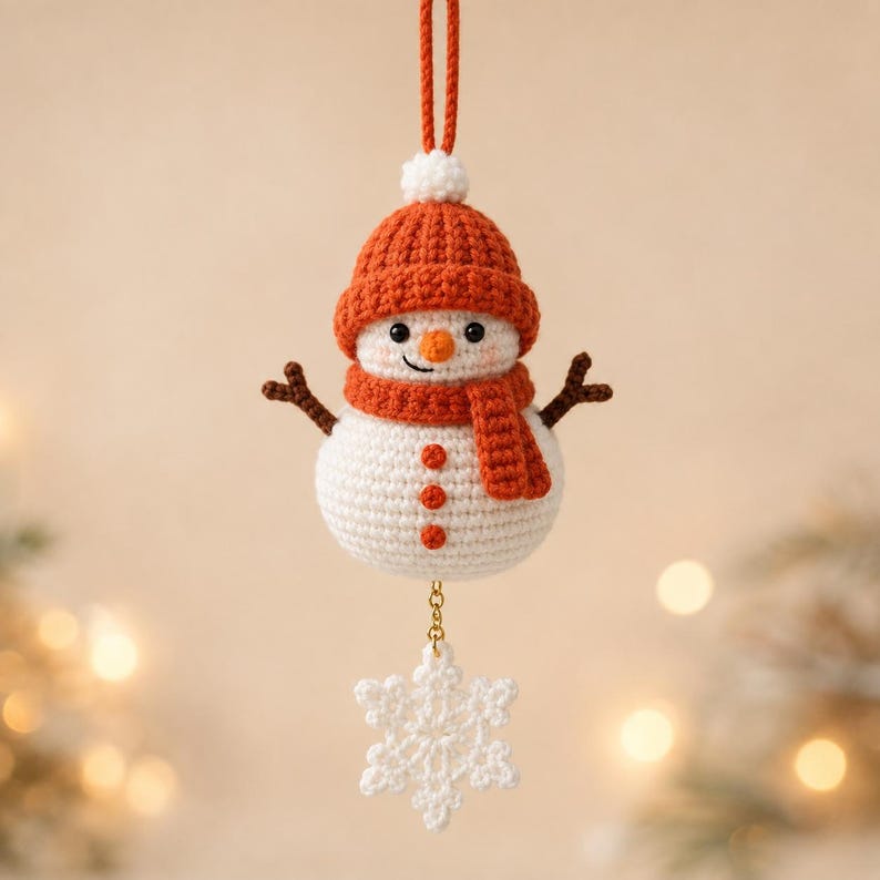 Christmas Crochet Ornament | Cute Snowman Tree Decor | Handmade Holiday Gift