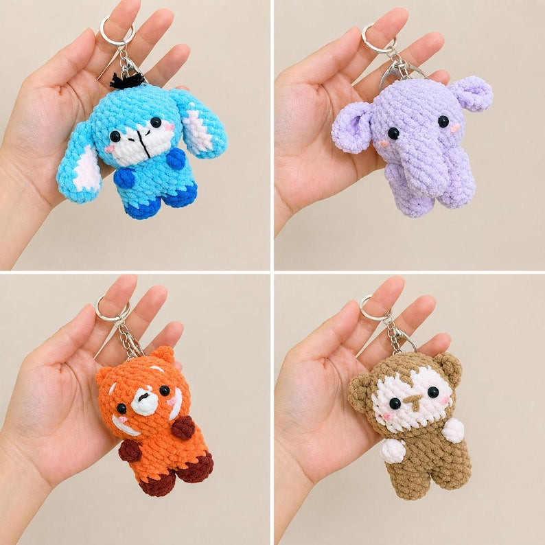 Cute Crochet Animal Keychains, Handmade Amigurumi Plush Bag Charms, Tiny Stuffed Animal Gifts, Friend Gift, Crochet Keychain, Birthday Gifts