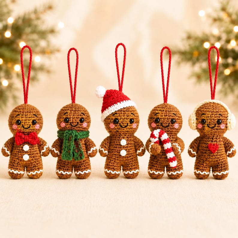 Crochet Gingerbread Ornament | Handmade Christmas Tree Decoration | Cute Amigurumi Holiday Gift