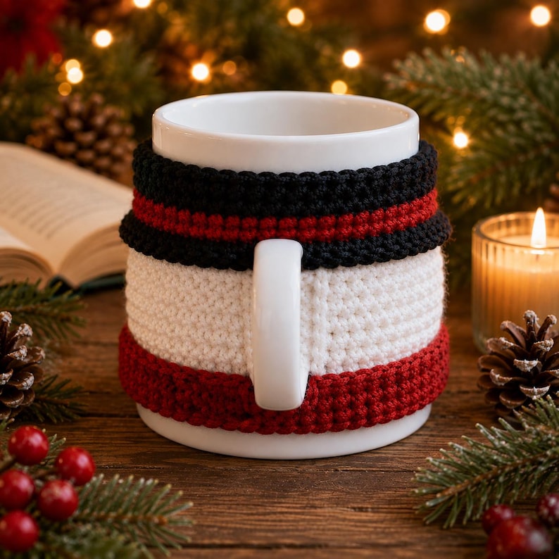Crochet Snowman Mug Cozy, Christmas Cup Sleeve, Handmade Holiday Mug Warmer, Winter Kitchen Decor, Christmas Gift