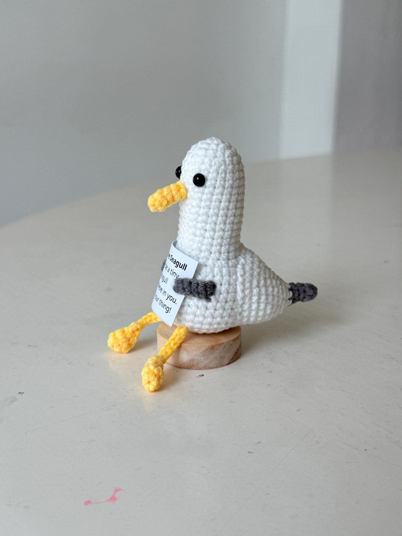 Crochet Seagull Support Inspirational, Positive Seagull, Crochet Animal Gifts, Funny Desk Decor, Birthday Gift For Friends Family Coworker