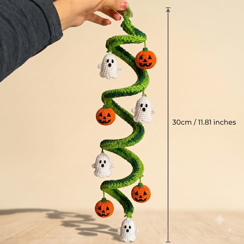 Crochet Halloween Garland | Handmade Amigurumi Halloween Decor | Whimsical Pumpkin Ghost Bunting