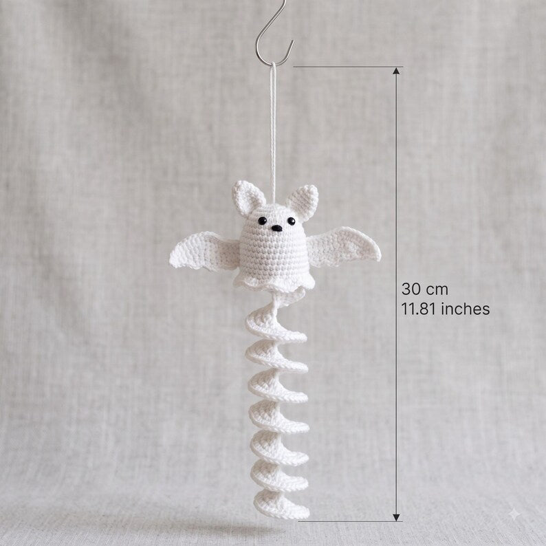 Handmade Crochet Bat Halloween Ornament with Spiral Tail