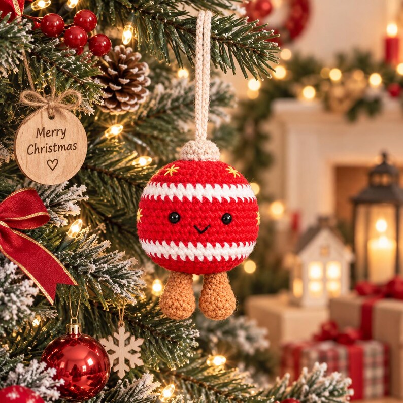 Jellycat Christmas Ball Crochet, Xmas Ornaments Decoration, Tree Decor Amigurumi, Christmas Crochet, Christmas Decorations, Christmas Gift