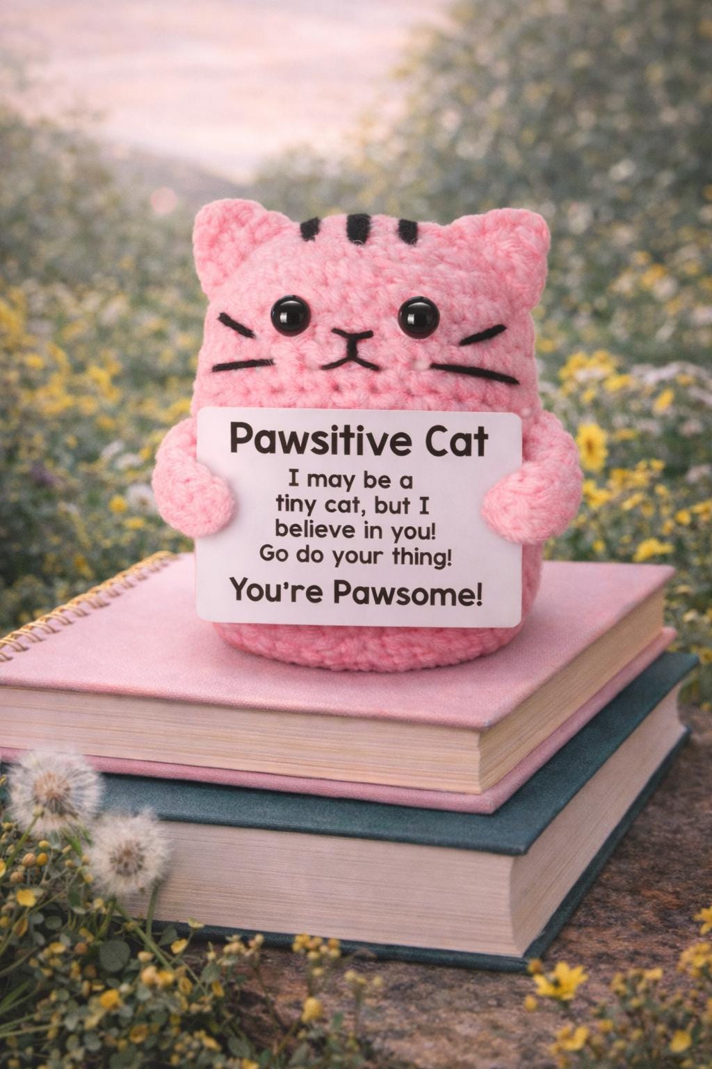 Pawsitive Cat Crochet Motivational Plush You’re Pawsome Gift