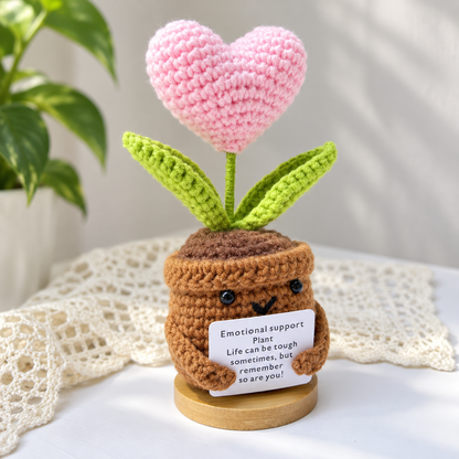 Handmade Emotional Support Plant With Pink Heart