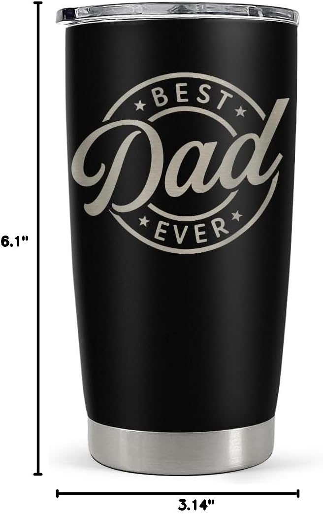 Best Dad Ever Tumbler with Lid - 20oz Insulated Stainless Steel Cup- Coffee Mug for Sport Travel Office, Gift for Father’s Day Birthday