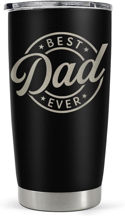 Best Dad Ever Tumbler with Lid - 20oz Insulated Stainless Steel Cup- Coffee Mug for Sport Travel Office, Gift for Father’s Day Birthday