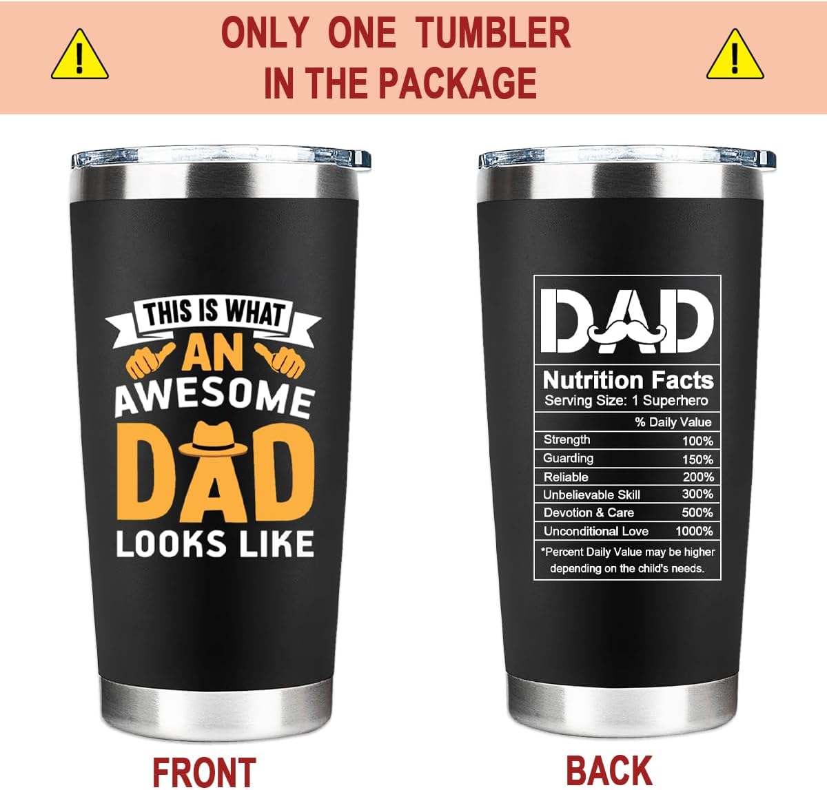 Dad Tumbler, Fathers Day Cup Gifts From Daughter Son Wife, Father's Day, Christmas,Birthday Gifts, Cool Funny Gift For Dad
