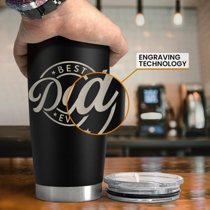 Best Dad Ever Tumbler with Lid - 20oz Insulated Stainless Steel Cup- Coffee Mug for Sport Travel Office, Gift for Father’s Day Birthday